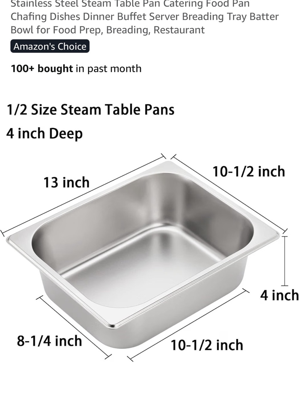 SET OF 2 Stainless Steel Half Size Hotel Catering Pans - Picture 9 of 13